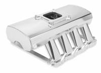 Air & Fuel Delivery - Holley Sniper - Holley Sniper Hi-Ram Fabricated Intake Manifold 2005-09 Ford 4.6L 3v Single Plane Carbureted Kit Silver with Sniper logo