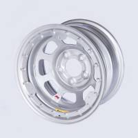 Bassett Wheels - Bassett IMCA D-Hole Beadlock Wheels - Bassett Racing Wheels - Bassett D-Hole Beadlock Wheel - 15" x 8" - Silver Powder Coat - 5" Backspace - 5 x 4.75"