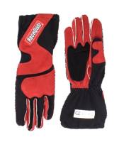 RaceQuip 356 Series Outseam Gloves With Cuff - Black/Red  - Large