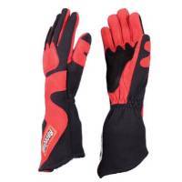 RaceQuip Gloves - RaceQuip 358 Series Long Gauntlet Glove - $83.95 - RaceQuip - RaceQuip 358 Series Angle Cut Long Gauntlet Glove - Black/Red  - Small