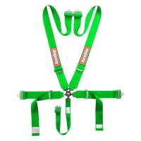 RaceQuip Sportsman 5-Point Camlock Harness - Pull Down Lap - Green