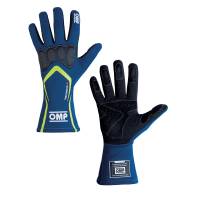 OMP Racing - OMP Tecnica-S Gloves - Blue/Fluo Yellow - Small - Image 1