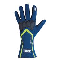 OMP Racing - OMP Tecnica-S Gloves - Blue/Fluo Yellow - Small - Image 2