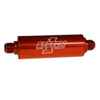 System 1 - System 1 Long Billet Inline Fuel Filter -08 AN Ends - 30 Micron - 2" O.D. 9" Long - Red Anodized - Image 1