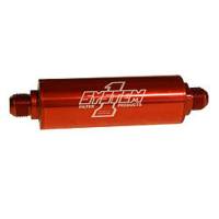 System 1 - System 1 Long Billet Inline Fuel Filter -10 AN Ends - 30 Micron - 2" O.D. 9" Long - Red Anodized - Image 1