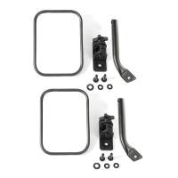 Mirrors, Side View and Towing - Exterior Mirrors - Rugged Ridge - Rugged Ridge Stubby Trail Mirror Rectangular Pair Text Black