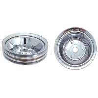 Spectre SB Chevy Long Water Pump Lower Pulley Triple Groove Chrome