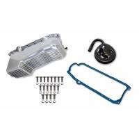 Weiand - Weiand 4 Quart Aluminum Finned Oil Pan Kit SB Chevy 86-02 Polished