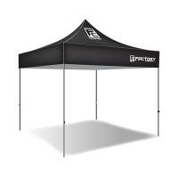 Factory Canopies - Factory Canopies Pro Grade Canopy - 10 x 10 Ft. - Fire / Water Resistant Black Fabric - Aluminum - White Anodized Frame