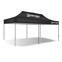 Factory Canopies - Factory Canopies Pro Grade Canopy - 10 x 20 Ft. - Fire / Water Resistant Black Fabric - Aluminum - White Anodized Frame