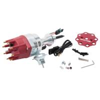Edelbrock Max-Fire Distributor - Ready-To-Run - Magnetic Pickup - Mechanical / Vacuum Advance - HEI Style Terminal - Red - Mopar B-Series