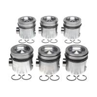 Clevite Piston and Ring - Forged - 4.036" Bore - 3.0 x 2.0 x 3.0 mm Ring Groove - Flat - Combustion Chamber - 5.9 L - Dodge Cummins (Set of 6)