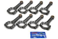 Scat Pro Series I-Beam Connecting Rod - 5.700" Long - Bushed - 3/8" Cap Screws - Forged Steel - SB Chevy (Set of 8)