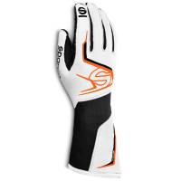 Karting Gloves - Sparco Tide K Karting Glove - $179 - Sparco - Sparco Tide K Karting Glove - White/Black/Orange - Size: X-Large / 12 Euro