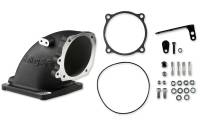 Air Intake Inlet Tubes, Elbows and Components - Air Intake Tubing - Holley EFI - Holley EFI Throttle Body Adapter - Elbow - Aluminum - Black - Ford 105 mm Throttle Body to Dominator Mounting Flange