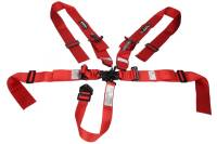 Safety Equipment - Seat Belts & Harnesses - Ultra Shield Race Products - Ultra Shield Sprint Car 5 Point Latch & Link Harness - SFI 16.1 - Pull Down Adjust - Bolt-On/Wrap Around - Individual Harness - Red