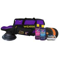 Car Care and Detailing - Car Polishers - Wizard Products - Wizards 21 Big Throw Polisher - Dual Action - 21 mm - 1-6 Speed - 20 Ft. Cord - Backing Plate/Bag/Brush/Compound/Pads/Wax - Black