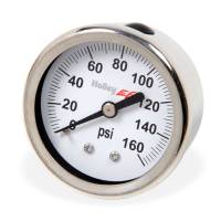 Holley Fuel Pressure Gauge - 0-160 psi - Mechanical - Analog - 2" Diameter - White Face