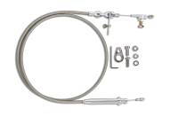 Lokar Hi-Tech Kickdown Cable - Adjustable Length - Braided Stainless Housing - Aluminum Fittings - Polished - TH350