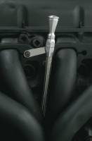 Lokar Engine Oil Dipstick - Pan Mount - Braided Stainless Housing - Clear Anodize - Big Block Chevy