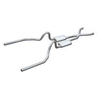 Pypes Street Pro Hybrid Exhaust System - Crossmember Back - Dual Rear Exit - 3" to 2-1/2" Diameter - Stainless - Natural - Ford Mustang 1965-70