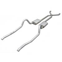 Pypes Street Pro Hybrid Exhaust System - Crossmember Back - Dual Rear Exit - 3" to 2-1/2" Diameter - Stainless - Natural - Mopar A-Body 1967-73