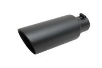 Gibson Exhaust Tip - Clamp-On - 3" Inlet - 4" Round Outlet - 12" Long - Double Wall - Beveled Edge - Straight Cut - Stainless - Black Ceramic