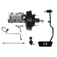 Brake System - Leed Brakes - Leed Master Cylinder and Booster - 1" Bore - Dual Integral Reservoir - 9" OD - Single Diaphragm - Pedal Included - Steel - Black - Ford Mustang 1967-70