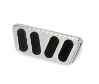 Lokar Traditional Flat Brake Pedal Pad - Rubber Pads - Billet Aluminum - Brushed - Automatic - Ford Mustang 1964-68