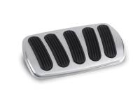 Lokar Curved Brake Pedal Pad - Rubber Pads - Billet Aluminum - Brushed - Automatic - GM X-Body 1962-67