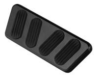 Lokar Traditional Flat Brake Pedal Pad - Rubber Pads - Billet Aluminum - Black Anodize - Automatic - Ford Mustang 1964-68