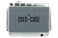 Cold-Case Aluminum Radiator - 27.75" W x 20.5" H x 3" H x 3" D - Driver Side Inlet - Passenger Side Outlet - Polished - Manual - GM A-Body 1966-67