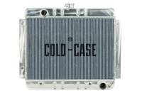 Cold-Case Aluminum Radiator - 22.35" W x 20.7" H x 3" D - Driver Side Inlet - Passenger Side Outlet - Polished - Automatic - GM X-Body 1962-67