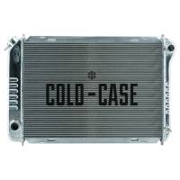 Cold-Case Aluminum Radiator - 30.175" W x 19.7" H x 3" D - Passenger Side Inlet - Driver Side Outlet - Polished - Ford Mustang 1987-93