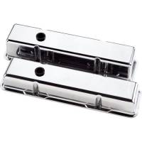 Billet Specialties Valve Cover - Short - Baffled - Breather Hole - Grommets - Billet Aluminum - Polished - Small Block Chevy (Pair)
