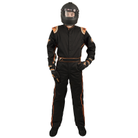 Velocity Race Gear - Velocity 1 Sport Suit - Black/Fluo Orange - Large - Image 3