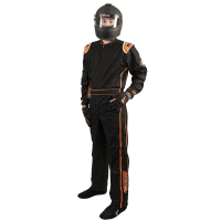 Shop Single-Layer SFI-1 Suits - Velocity 1 Sport - SALE $129.99 - SAVE $20 - Velocity Race Gear - Velocity 1 Sport Suit - Black/Fluo Orange - Medium