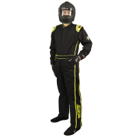 Shop Multi-Layer SFI-5 Suits - Velocity 5 Race Suits - SALE $299.99 - SAVE $50 - Velocity Race Gear - Velocity 5 Race Suit - Black/Fluo Yellow - Medium/Large