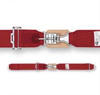Simpson 5 Point Standard Latch & Link Lap Belts - Pull Down Adjust - 55" Floor Mount - Red