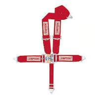 Simpson 5 Point Latch F/X System - 62" Bolt-In V-Type Shoulder Harness - Pull Down Adjust - Red