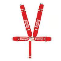 Simpson 5 Point Latch & Link System - Pull Up Adjust - 62" Bolt-In - Bolt-In Individual Shoulder Harness - Red