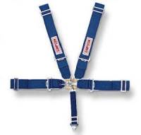 Racing Harnesses - Latch & Link Restraint Systems - Simpson - Simpson 5 Point Latch & Link Restraint System - 55" Wrap Around Seat Belt - No Right Side Adjuster - Pull Down - Individual Harness Wrap Around - Short Sew - Blue