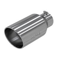MBRP Pro Series Performance Gas and Muscle Car Exhaust Tips - Clamp-On - 5" Inlet - 8" Round Outlet - 18" Long - Single Wall - Rolled Edge - Angled Cut - Stainless - Polished