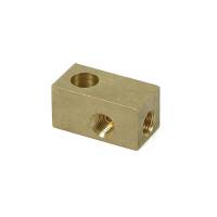 NPT to NPT Fittings and Adapters - Female NPT Tee Adapters - Earl's Performance Plumbing - Earl's Brass Tee Adapter - 3/8-24 I.F. On All Three Ports, 7/16" Mounting Hole