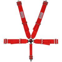 G-Force Pro Series Camlock 5 Point Restraint System - Individual Shoulder Harness, Pull-Down Lap Belt - Red