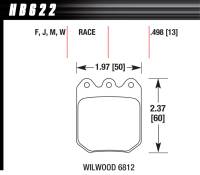 Brake Pad Sets - Circle Track - Wilwood Dynalite Single Pads (6812) - Hawk Performance - Hawk Disc Brake Pads - DTC-30 w/ 0.490 Thickness