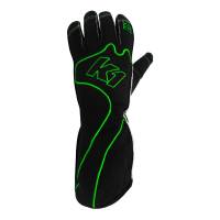 Racing Gloves - Kart Racing Gloves - K1 RaceGear - K1 RaceGear RS1 Karting Gloves - Black/Green - 3X-Small