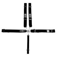 Crow Safety Gear - Crow 5-Way Standard 3" Latch & Link Harness - 55" Lap Belt w/ Left Side (Only) Pull-Up Adjust- Sprint Car/Midget/Mini-Micro - SFI 16.1 - Black - Image 2
