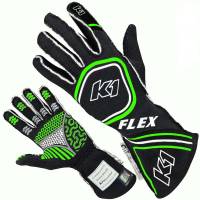 Safety Equipment - Racing Gloves - K1 RaceGear - K1 RaceGear Flex Nomex Driver's Gloves - Black/FLO Green - Medium