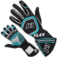 Shop All Auto Racing Gloves - K1 RaceGear Flex Gloves - $115.99 - K1 RaceGear - K1 RaceGear Flex Nomex Driver's Gloves - Black/FLO Blue - Large